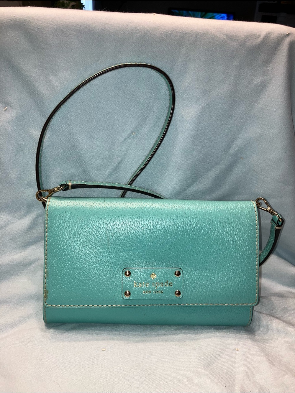 kate spade turquoise pebbled leather crossbody bag teal